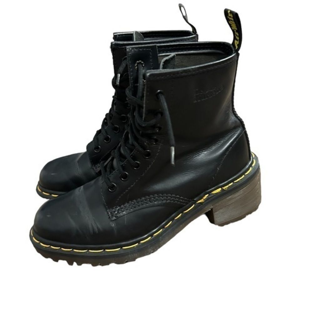 RARE Vintage Doc Martens Smooth Black Leather Heeled Boots Box England Womens 6